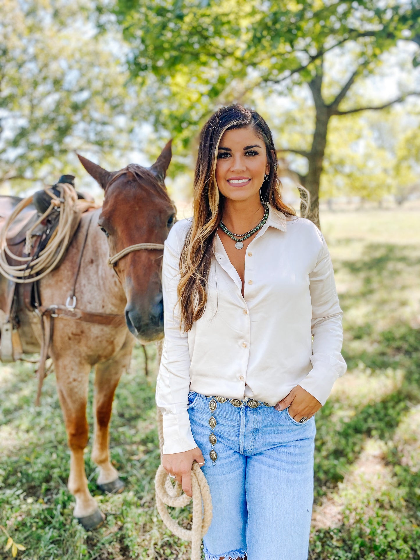 Silky Button Down Top