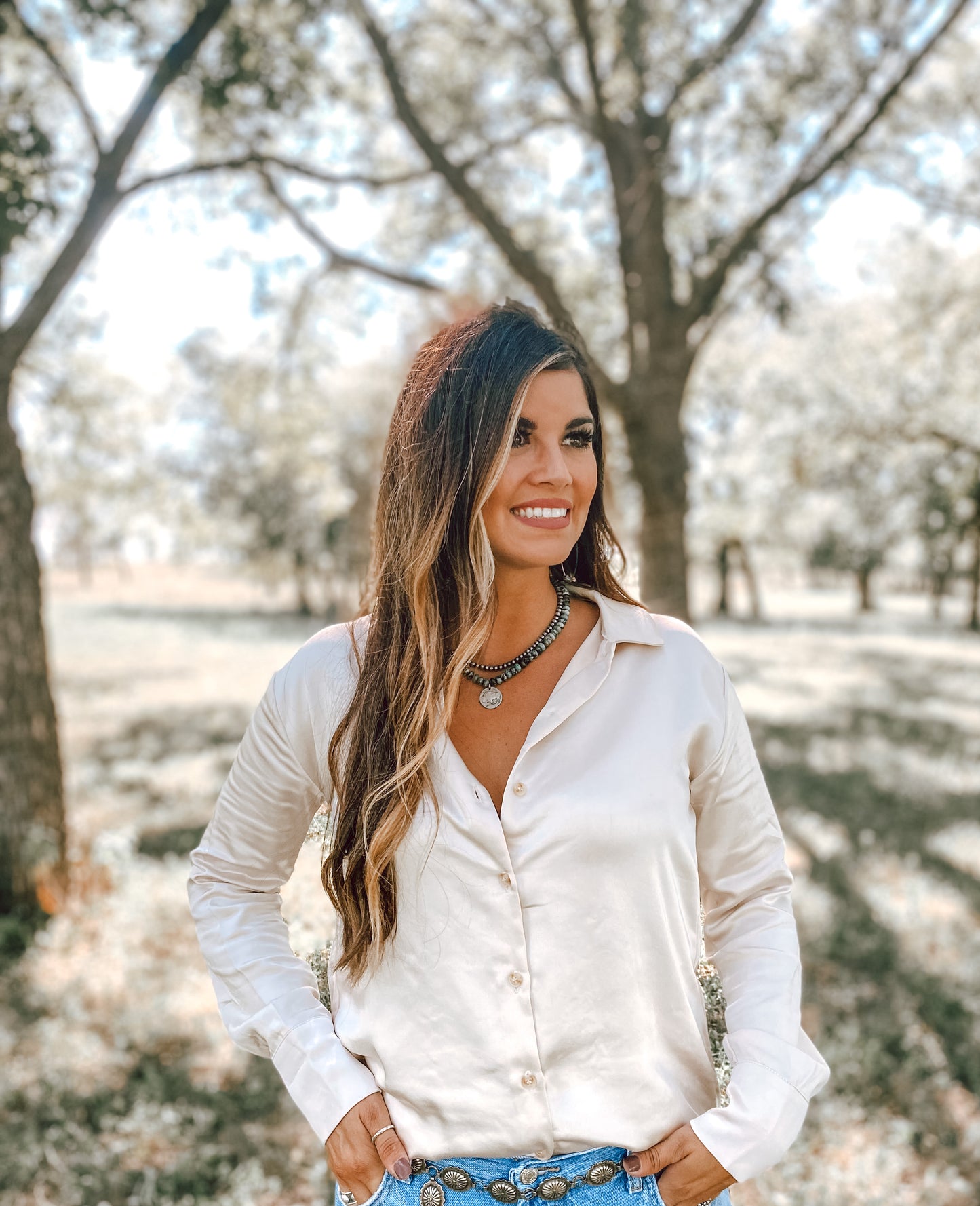 Silky Button Down Top