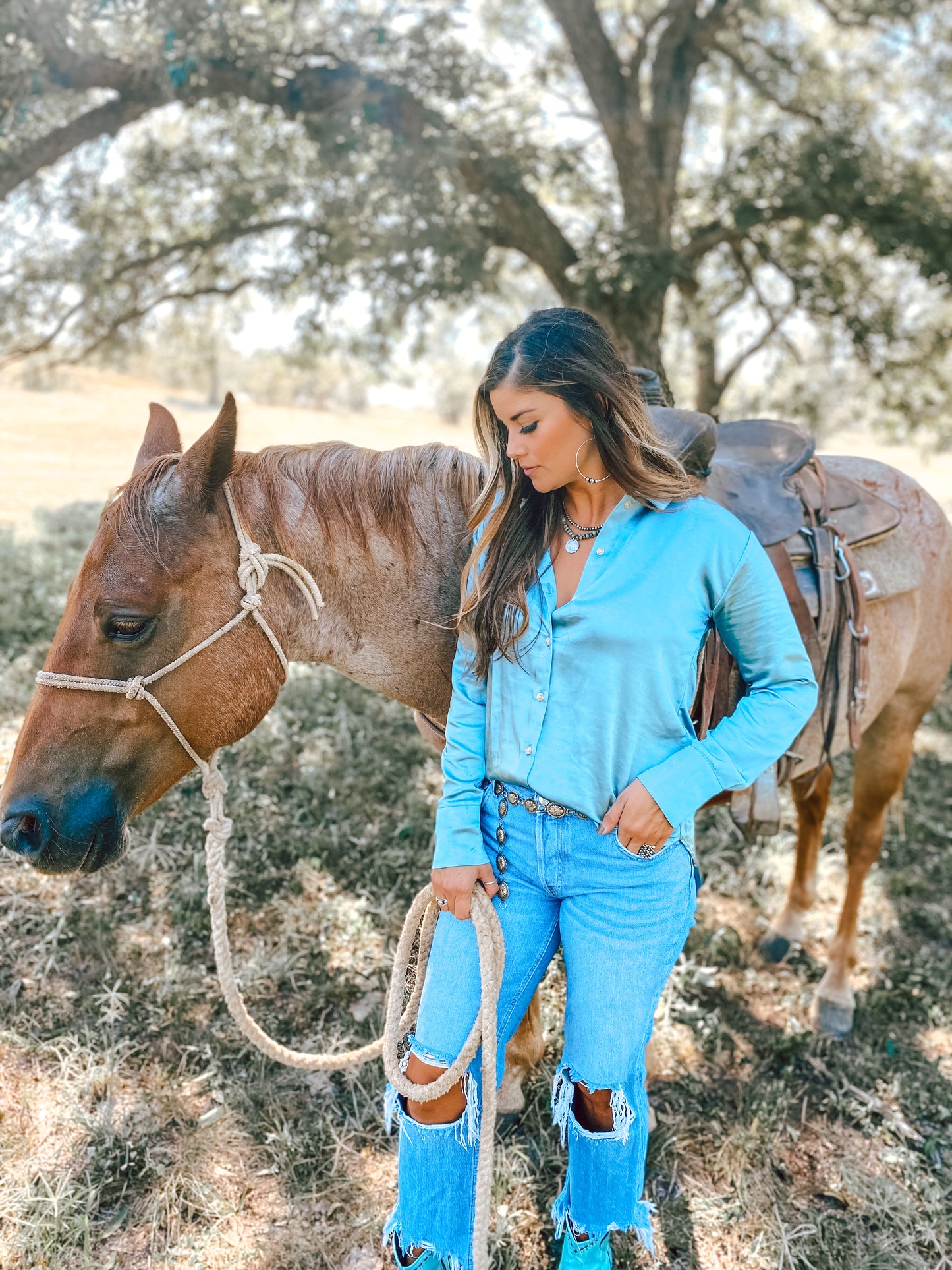 Silky Button Down Top