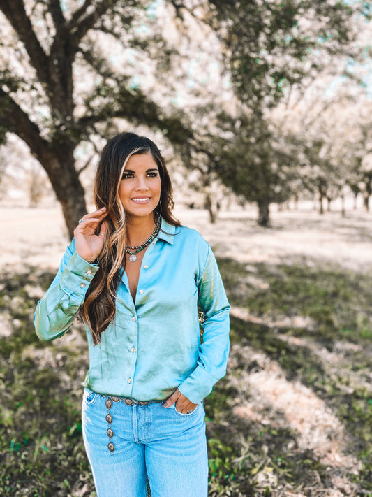 Silky Button Down Top