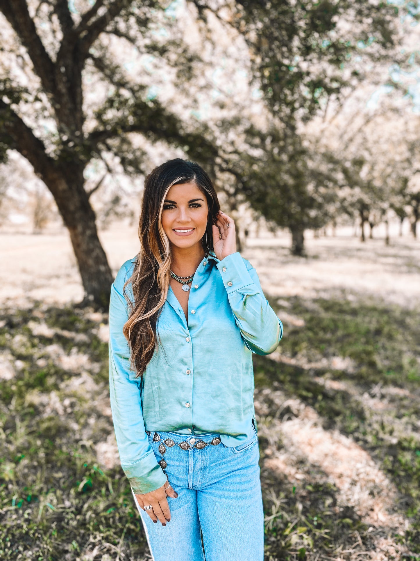 Silky Button Down Top